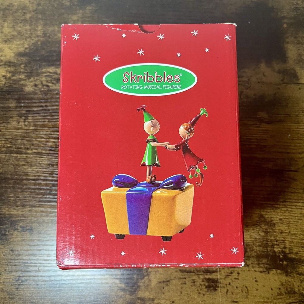 Russ Skribbles Rotating Musical Figurine Deck the Halls Christmas Decor 32237